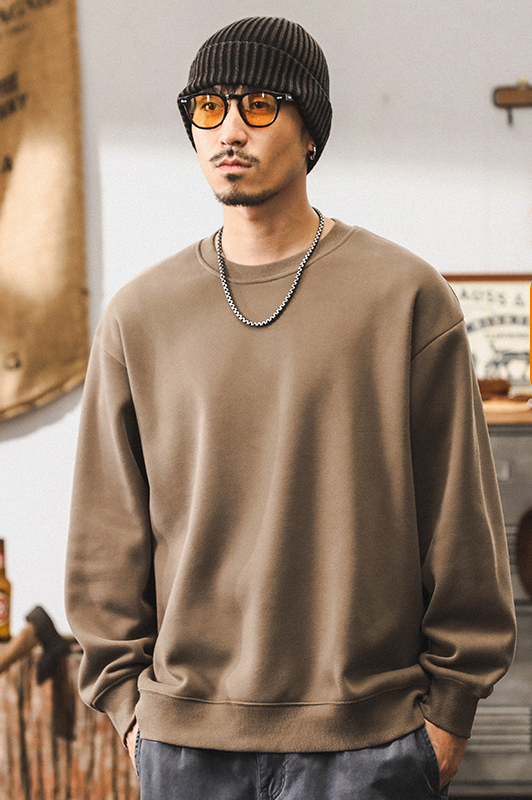 美式復古360g重磅衛衣男秋冬款潮牌寬鬆簡約男士痞帥棗紅色上衣男