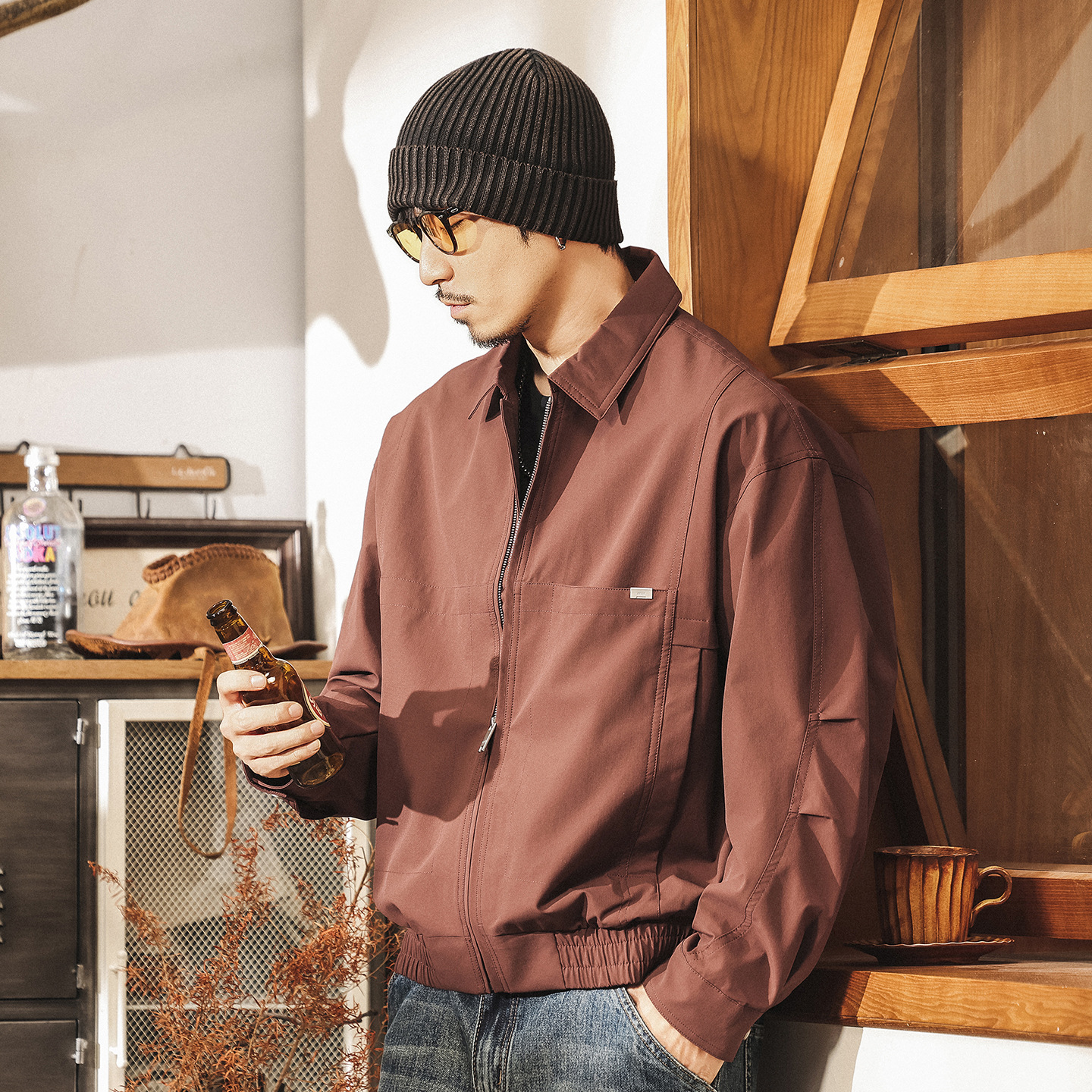 美式復古工裝行政夾克男秋春2025新款通勤寬鬆休閒飛行員外套男款