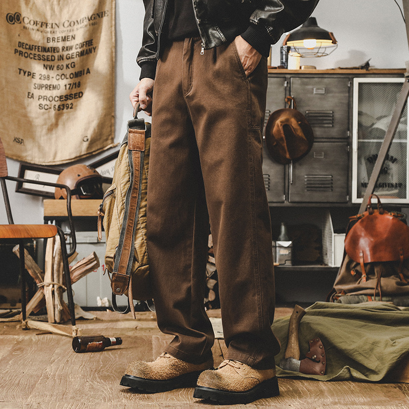 傑雷諾秋季美式複古工裝褲子男直筒2024新款寬松潮牌男士休閑長褲