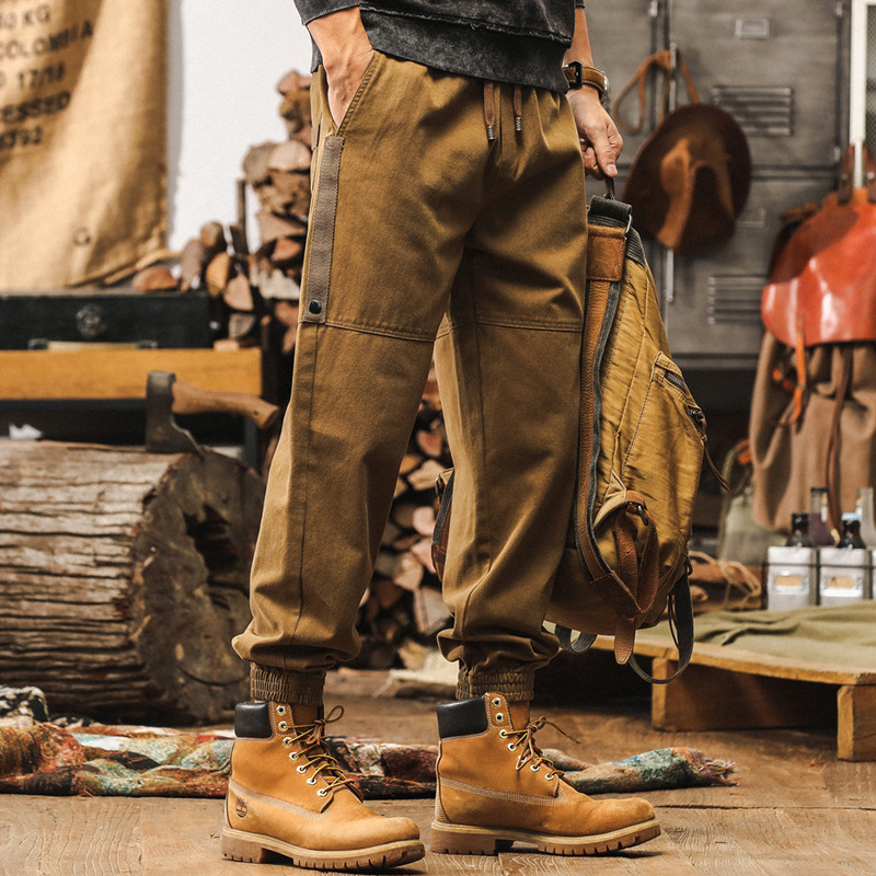 美拉德復古工裝褲子男春季2025新款束腳褲美式潮牌寬鬆男士休閒褲