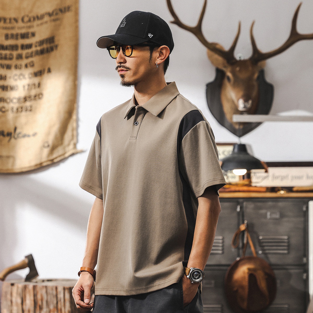 夏季Polo衫男短袖T恤男士半袖潮牌針織體恤2025新款美式復古男裝