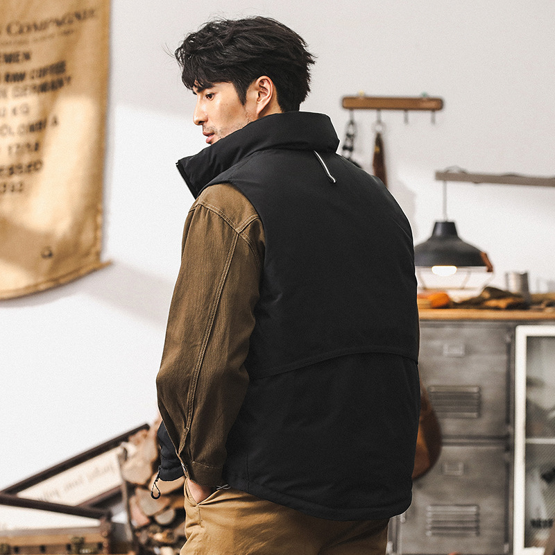 90白鴨絨美式復古羽絨馬甲男冬季寬鬆潮牌工裝羽絨服男款冬季外套