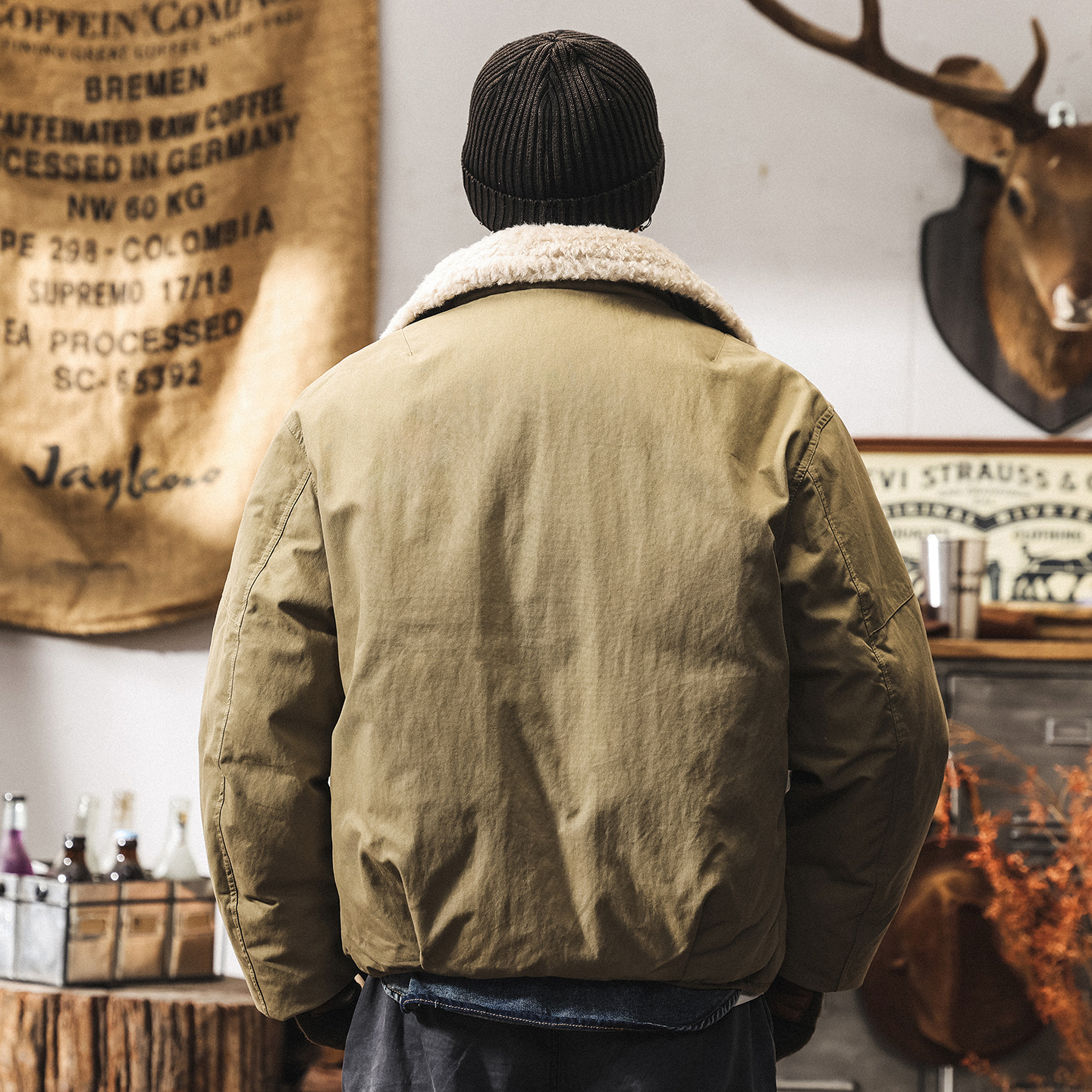 美式復古高蓬鬆90絨座山雕毛領羽絨服男冬季加厚保暖禦寒冬裝外套