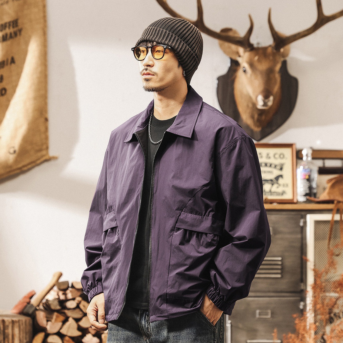 雙面穿美式復古戶外三防衝鋒衣外套男春季新款城市通勤教練夾克男