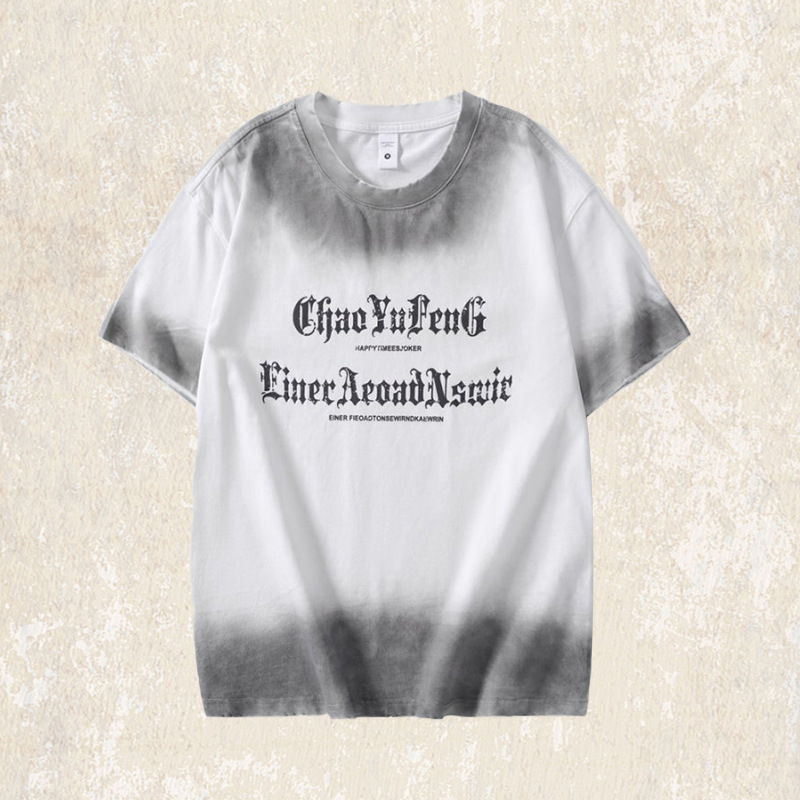 潮牌設計感短袖美式高街印花T恤男2025新款夏季男士寬鬆體恤上衣