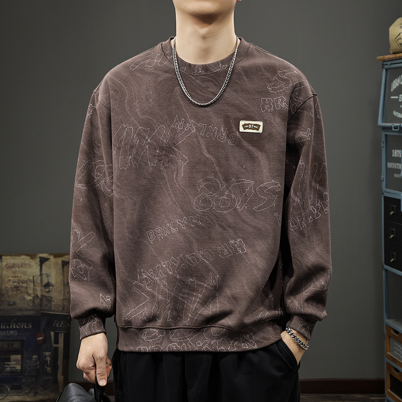 2025新款秋季重磅雲染水洗衛衣男美式痞帥長袖上衣春秋休閒外套潮