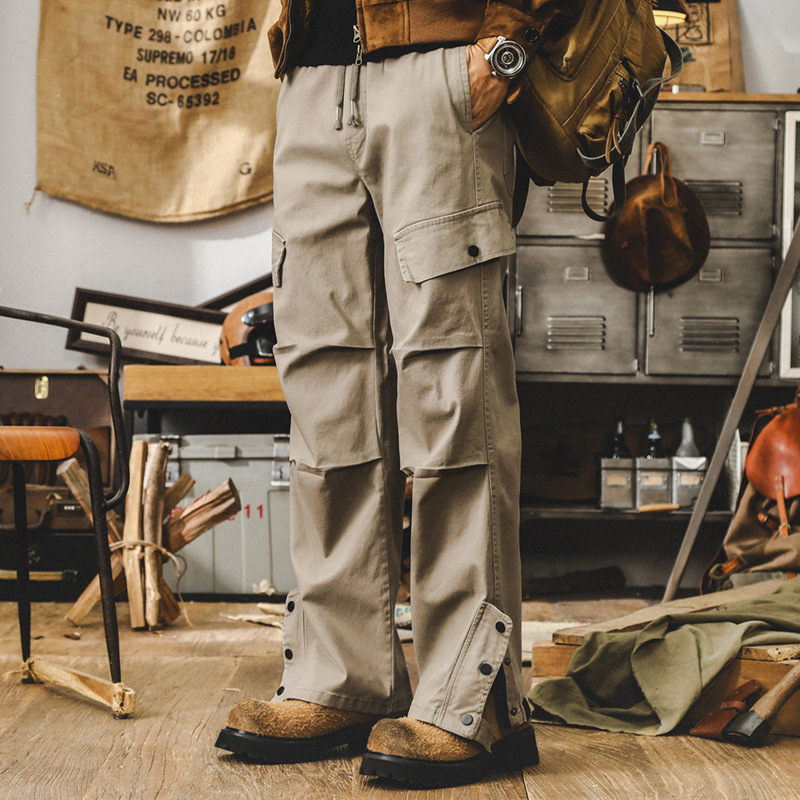 傑雷諾美式複古工裝褲子男寬松2024新款休閑長褲潮牌機能傘兵褲男