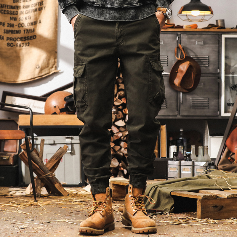 美式復古重磅工裝褲子男秋季2024新款束腳機能獵裝戰術男士休閒褲