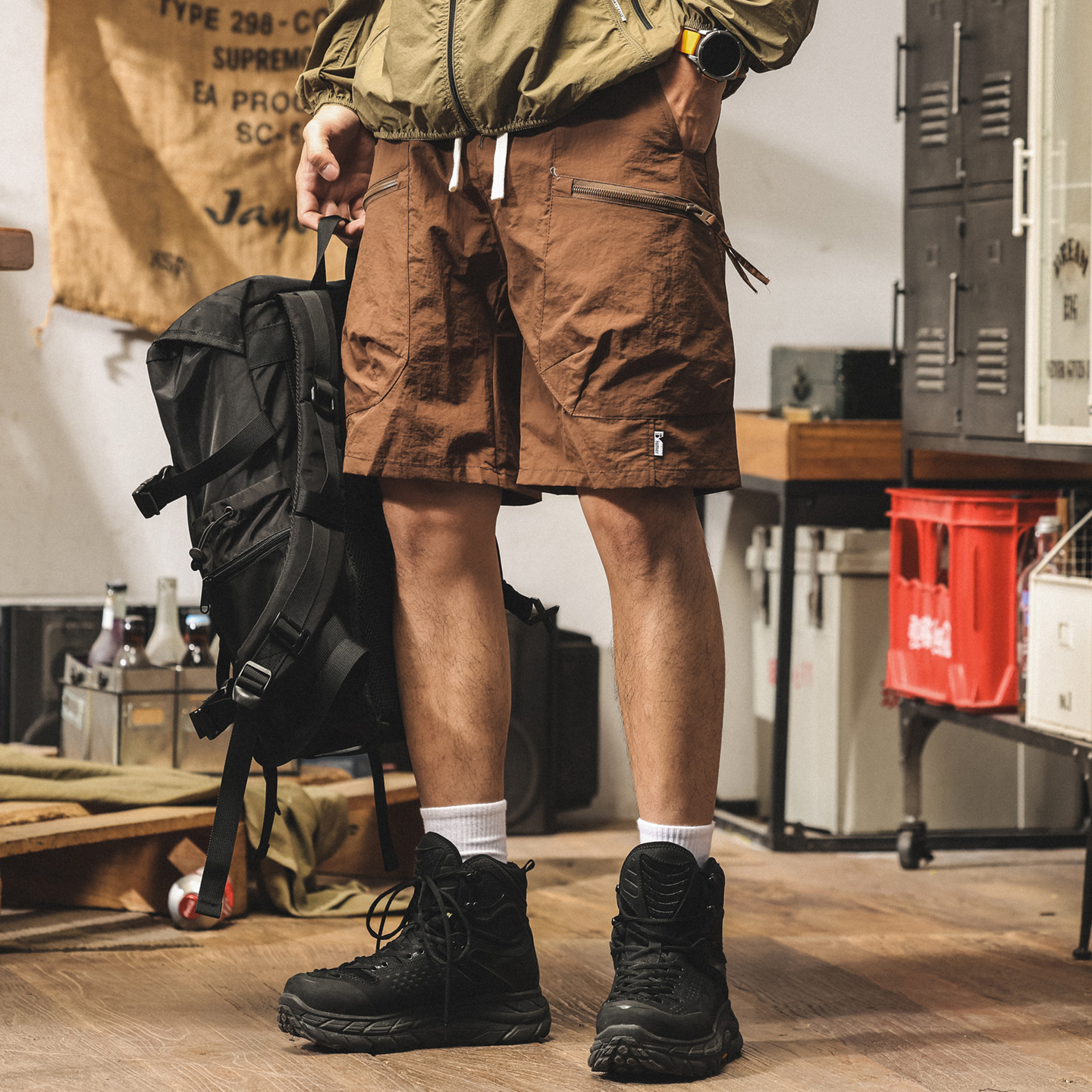 冰絲速幹工裝短褲男2025夏季新款潮牌褲子男寬鬆山系美式五分中褲