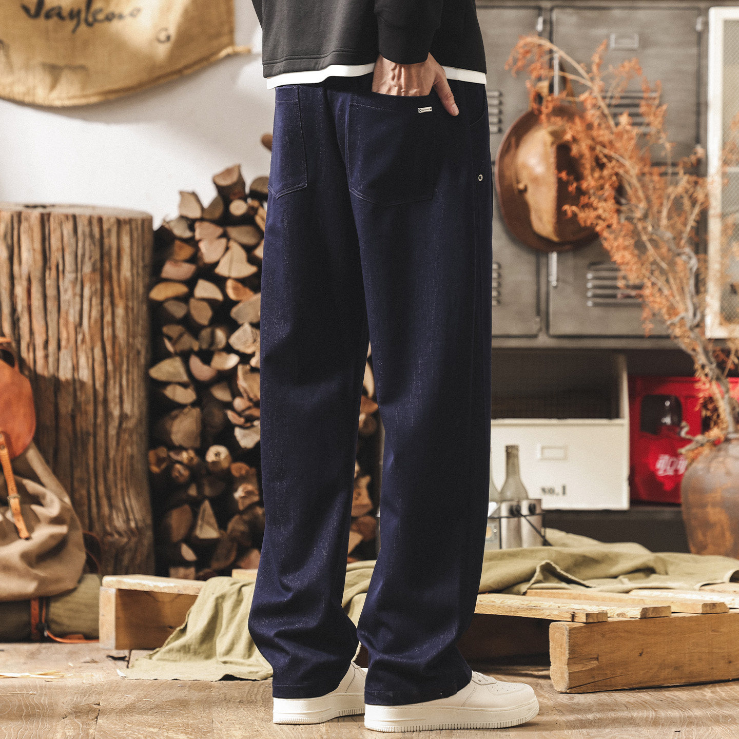 美式復古仿牛仔重磅休閒褲子男士春季2026新款潮牌寬鬆直筒長褲男