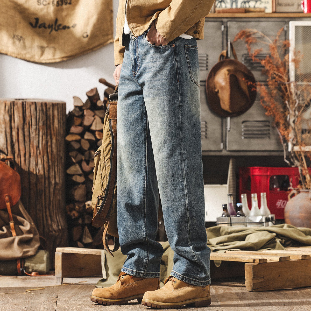 美式12.5盎司復古寬鬆牛仔褲男春季2026新款潮牌直筒休閒長褲子男