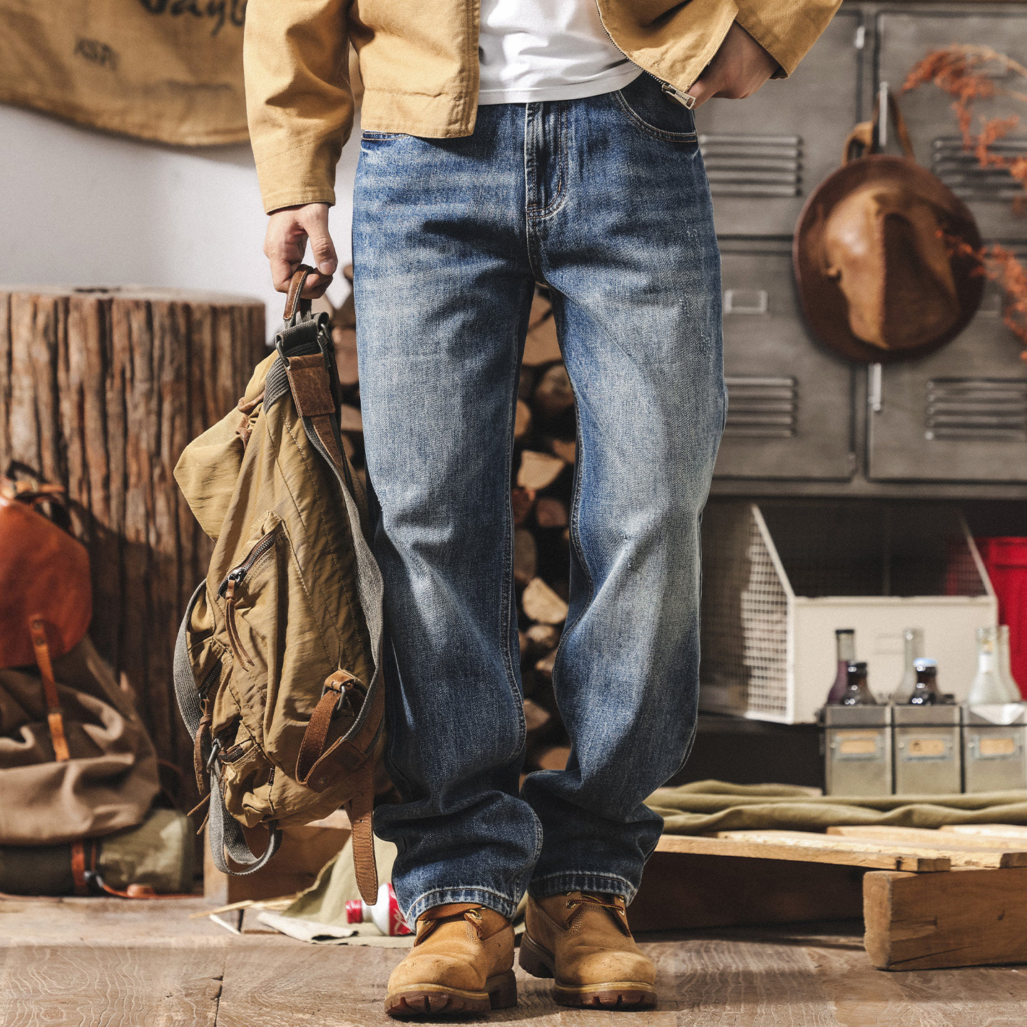 美式復古春季牛仔褲男款寬鬆直筒2026新款簡約水洗春秋休閒長褲子