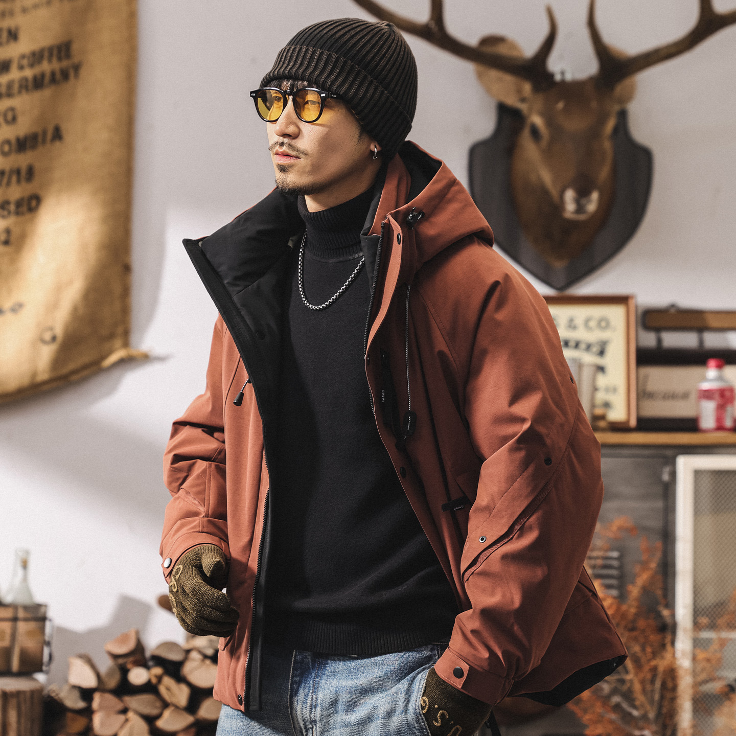 美式復古90%白鴨絨工裝羽絨服男款冬季加厚戶外機能保暖男士外套