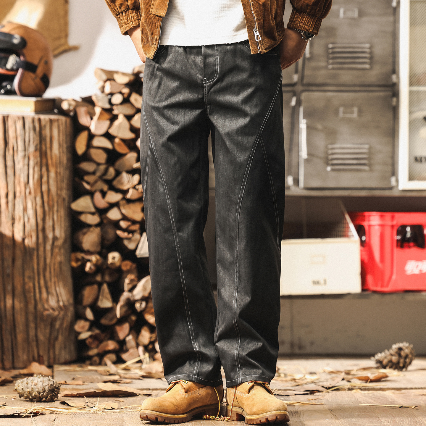 美式復古潮流髒染水洗工裝褲子男秋季2025新款直筒寬鬆男士休閒褲
