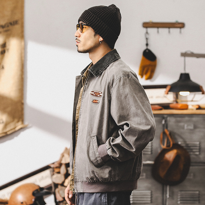 美式復古工裝底特律夾克男秋季潮牌獵裝硬核寬鬆休閒外套男春秋款