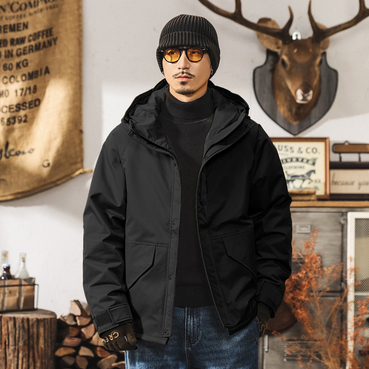 90%純白鴨絨高充絨蓬鬆羽絨服男冬季加厚美式復古戶外工裝外套男