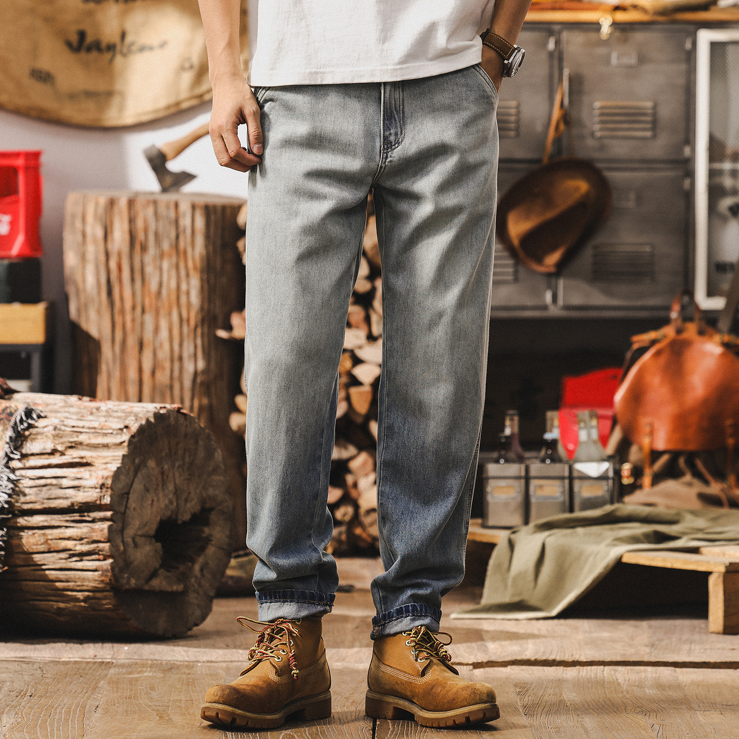 萊賽爾薄款牛仔褲男夏季寬鬆直筒2025新款美式休閒長褲潮牌褲子男