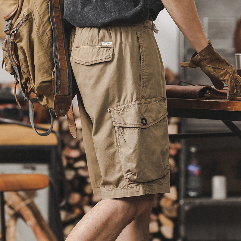 美式重磅工裝短褲男夏季潮流男裝休閒褲子男薄款復古五分褲男