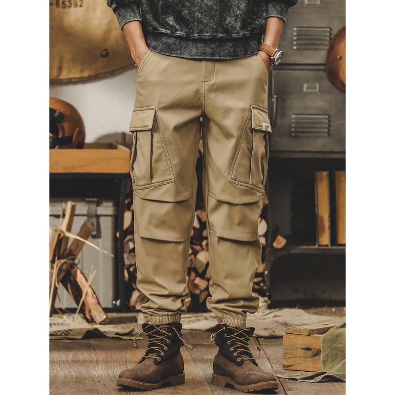 冬季加絨加厚褲子男潮牌束腳褲2023新款男士秋冬褲子寬鬆休閒褲男