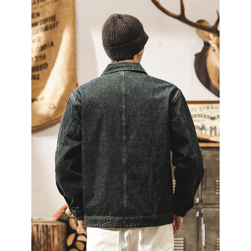 美式復古扎染水洗牛仔外套男秋季2025新款潮流痞帥休閒寬鬆夾克男