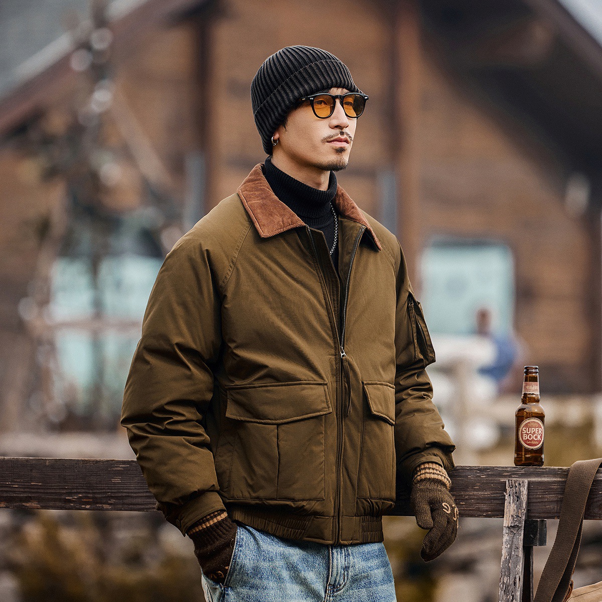 高充絨美式復古90純白鴨絨工裝羽絨服男冬季戶外加厚保暖抗寒外套