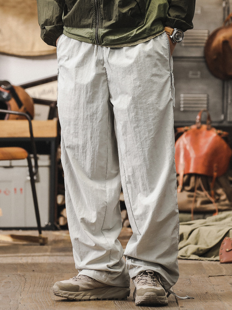 杰雷諾美式休閒褲男寬鬆潮牌微闊直筒褲子男春秋季戶外速乾褲男款