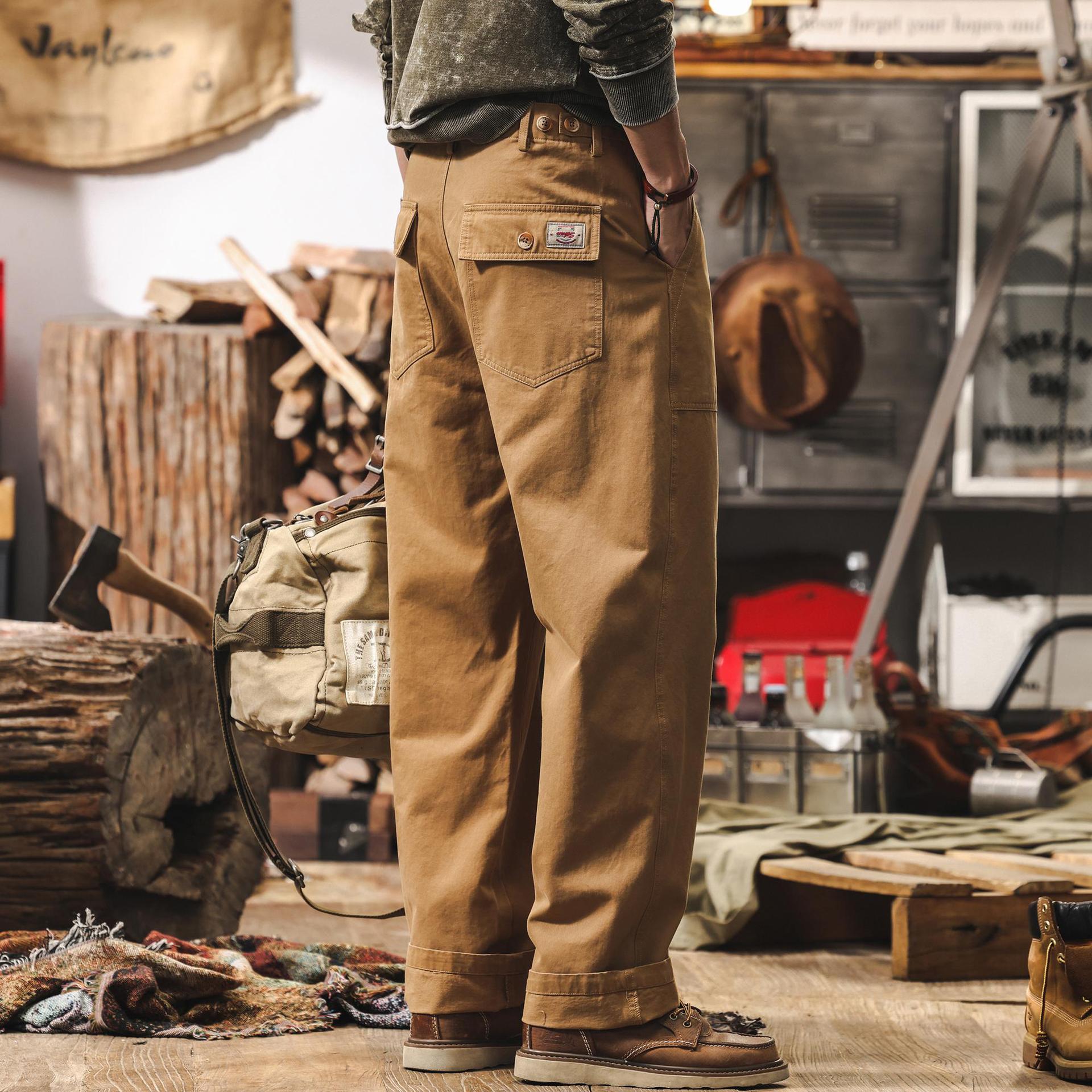 美式復古直筒工裝褲子男2025新款潮牌春季寬鬆闊腿褲美拉德休閒褲