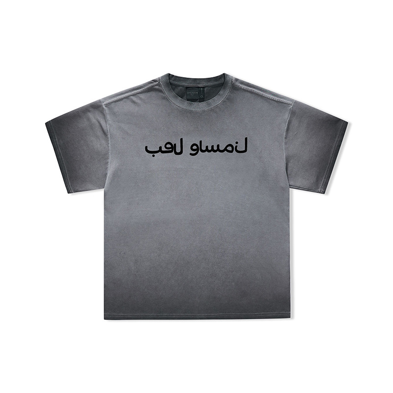 夏季新款復古印花短袖T恤男美式休閒重磅水洗寬鬆半袖體恤上衣潮T