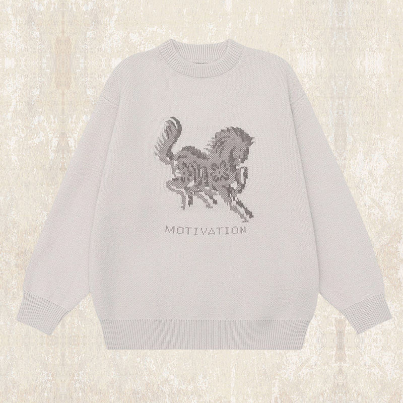 美式復古重磅絨感紅色毛衣男款冬季加厚保暖毛線衣寬鬆男士針織衫