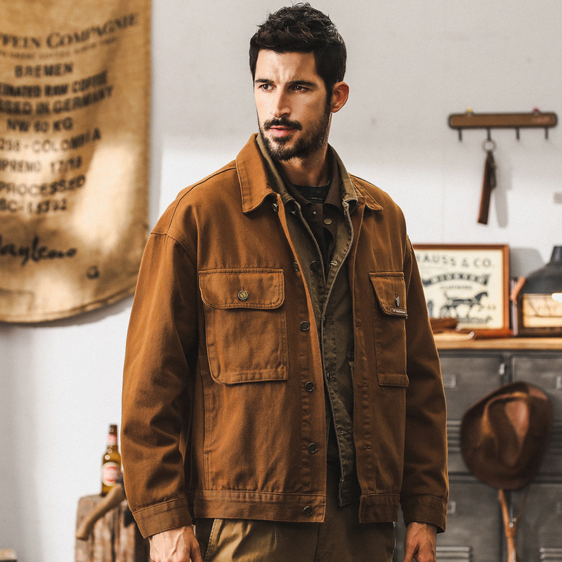 美式復古夾克男秋季2025新款潮牌硬漢戶外獵裝帥氣休閒工裝外套男