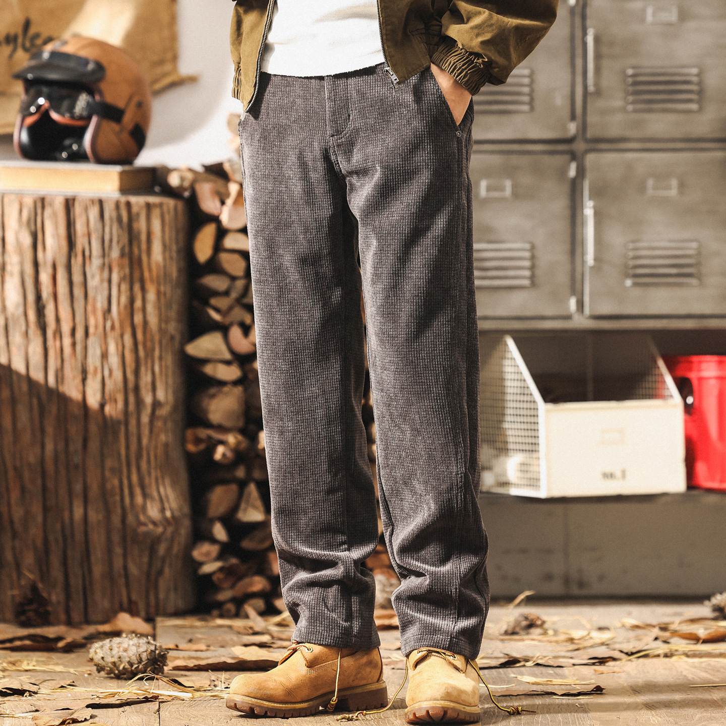 美式復古重磅雪尼爾褲子男秋冬加厚2025新款潮牌寬鬆直筒休閒褲潮