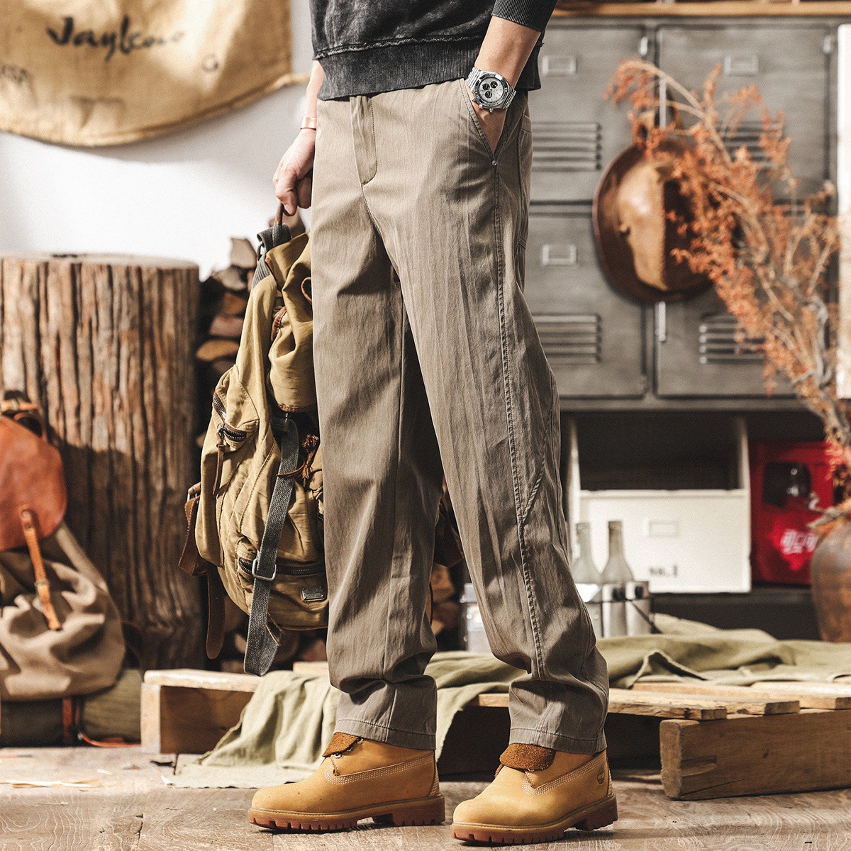 美式復古直筒工裝褲子男2026新款春季男褲潮牌簡約寬鬆休閒長褲男