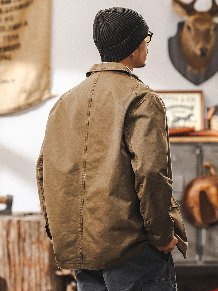 美式復古休閒西裝美拉德外套男春季潮牌2025新款做舊水洗工裝西服