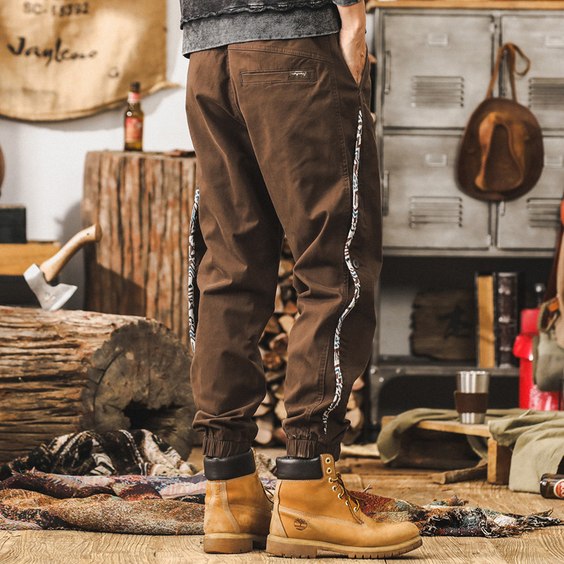 杰雷諾新疆精梳棉工裝褲子男秋冬季潮牌美式復古設計感寬鬆休閒褲