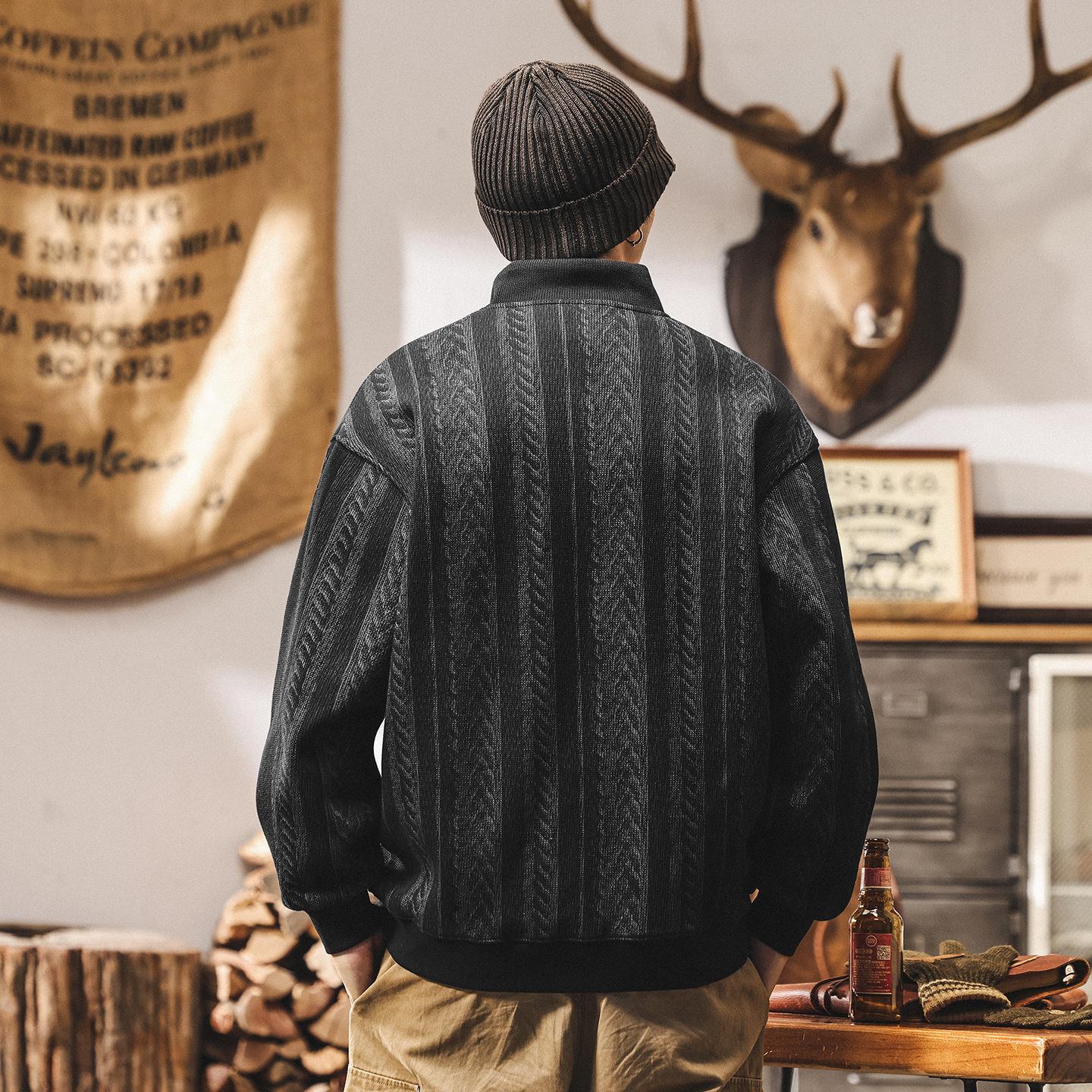 美式復古重磅半高領衛衣男款春秋潮牌寬鬆新款秋冬輕熟男士上衣潮