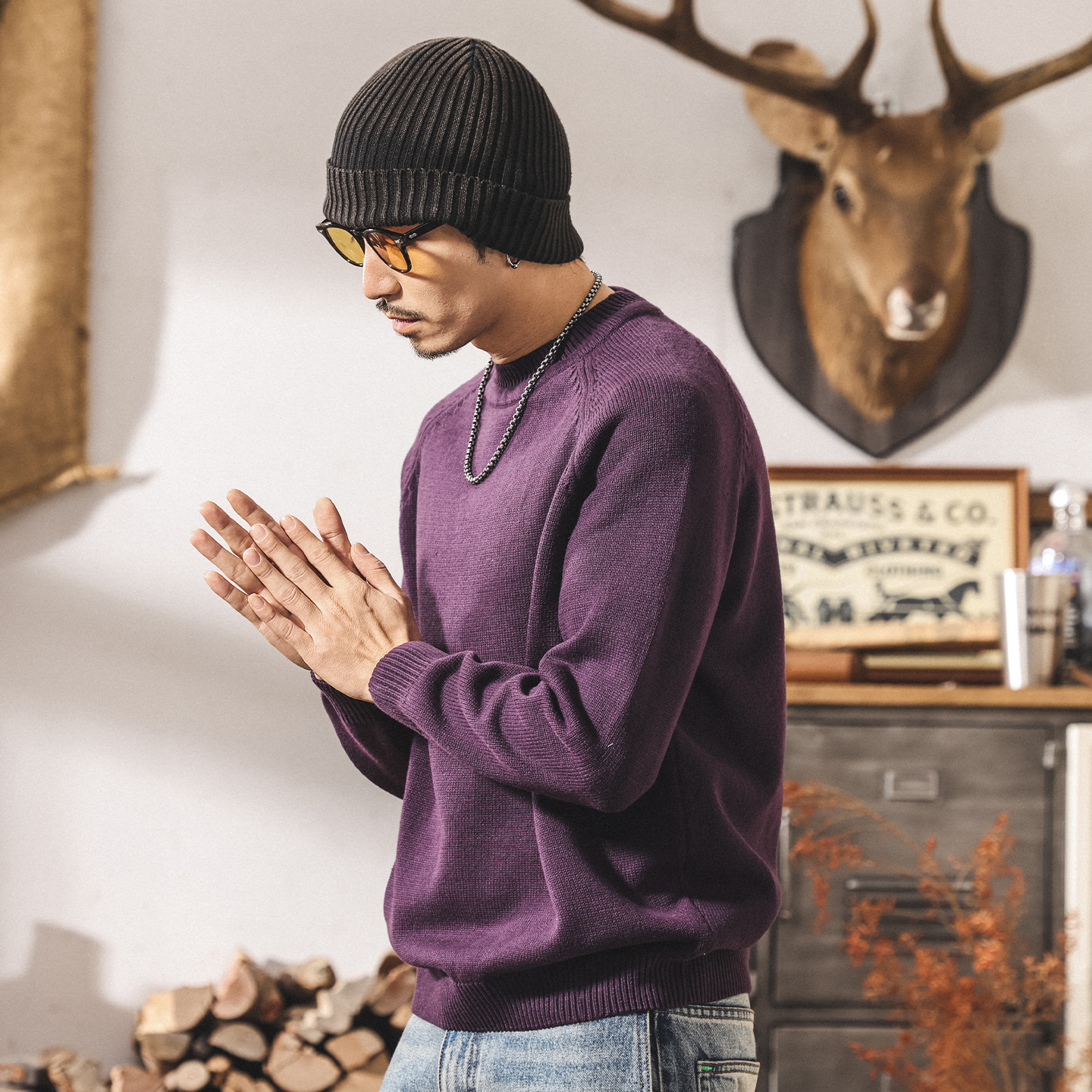 美式復古毛衣男款冬季2025新款保暖簡約基礎針織衫男士內搭毛線衣