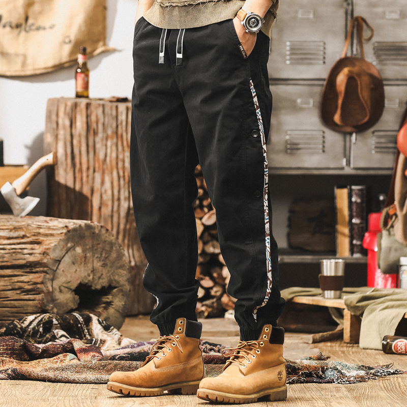 杰雷諾新疆精梳棉工裝褲子男秋冬季潮牌美式復古設計感寬鬆休閒褲