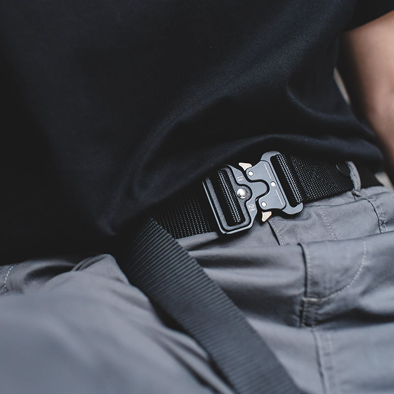 復古戰術自動腰帶眼鏡蛇機能帆布特種戶外執政褲腰帶男士
