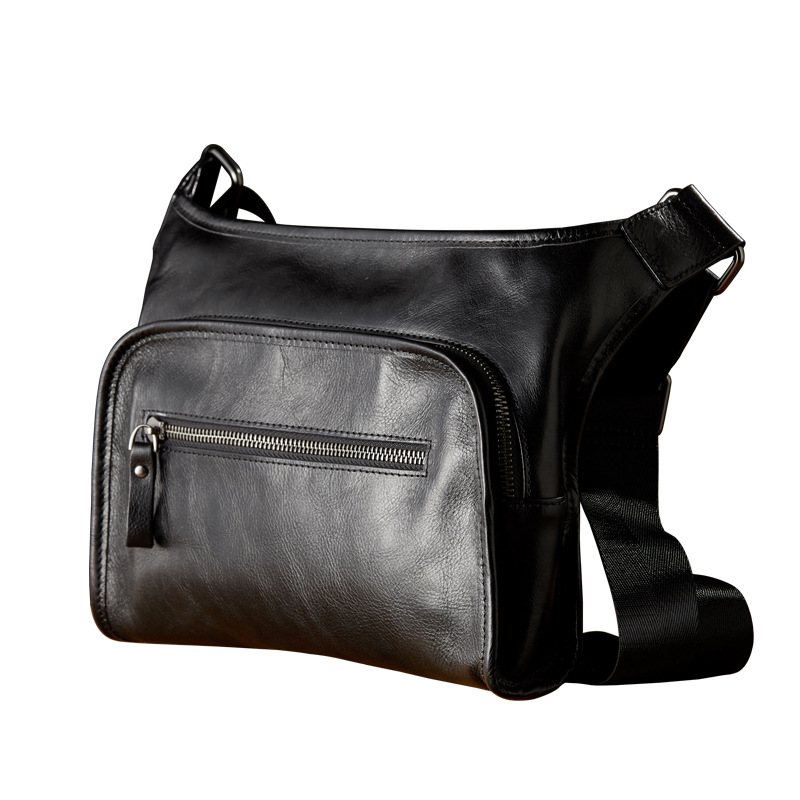 手工植鞣牛皮男士斜挎包通勤休閒大容量單肩包多功能百搭真皮男包