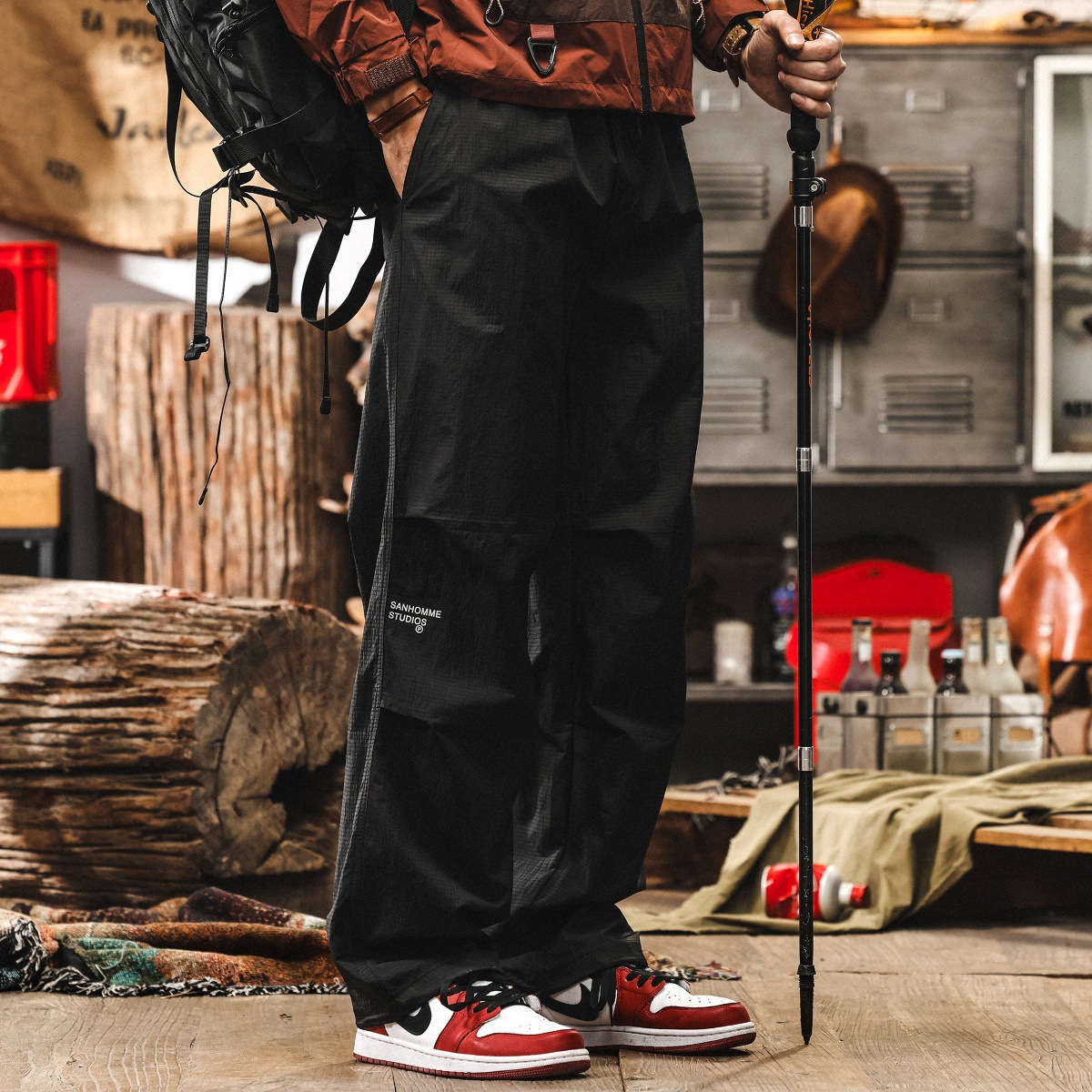 美式復古戶外運動大碼褲子男夏季潮牌薄款通勤速幹寬鬆休閒長褲男