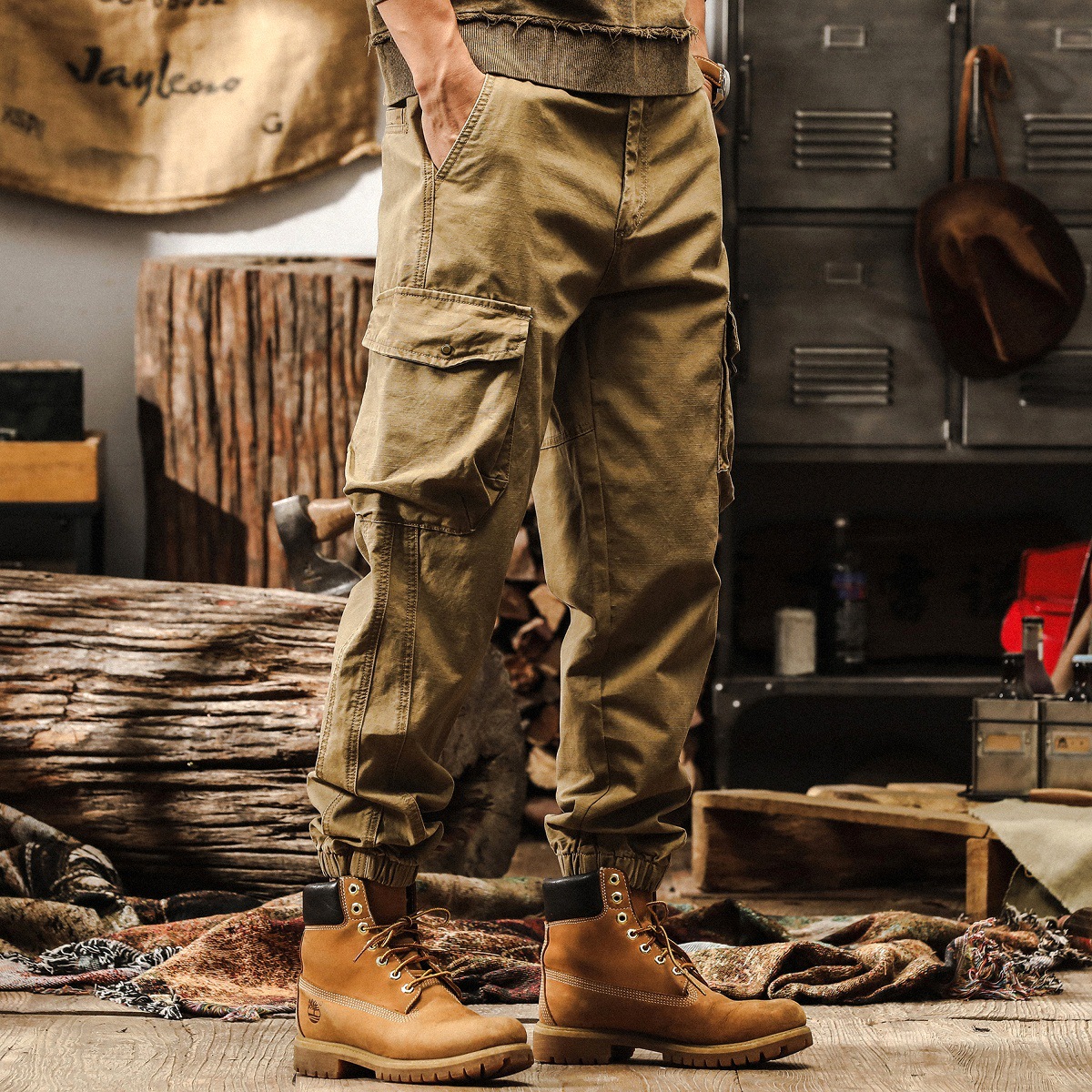 美拉德重磅復古咖色工裝褲子男秋季新款潮牌直筒寬鬆男士休閒褲潮