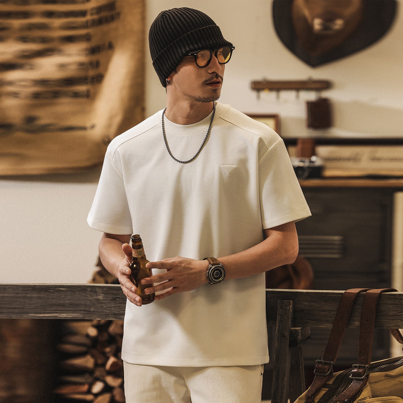 軟糯滑溜莫代爾果凍棉260g重磅短袖T恤男夏季美式復古寬鬆上衣男