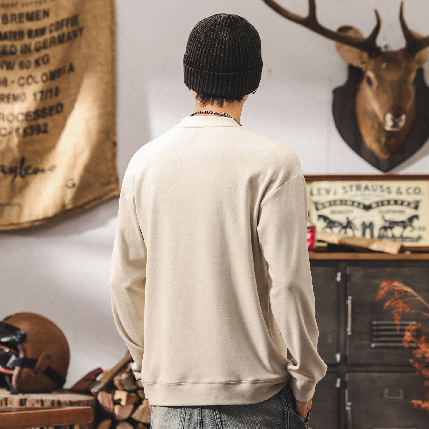 美式復古秋冬保暖親膚德絨打底衫男士春秋新款純色內搭長袖t恤男