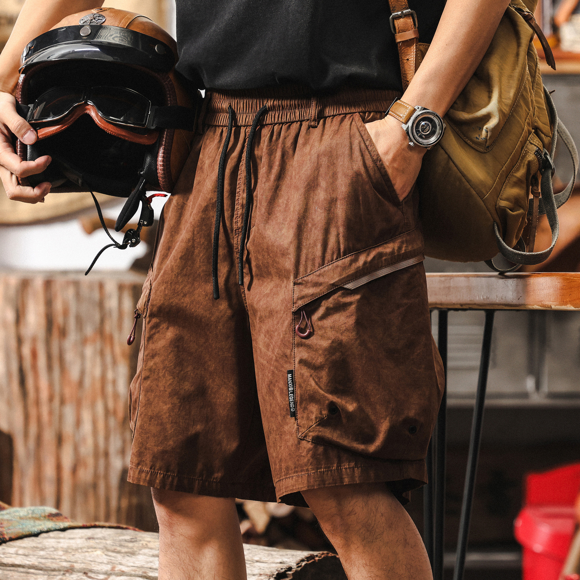 美拉德復古戶外工裝短褲男夏季2025新款潮牌中褲寬鬆美式五分褲男