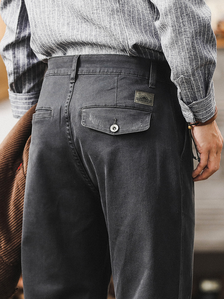 美式復古重磅工裝褲子男夏季2024新款寬鬆直筒石磨水洗休閒褲男裝