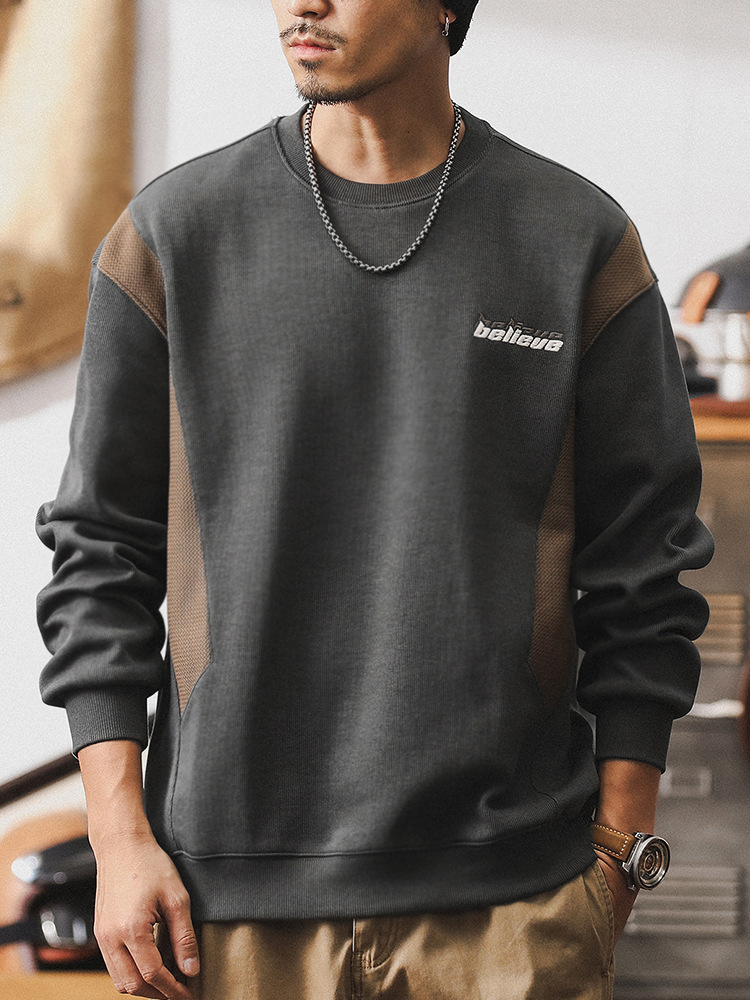 傑雷諾重磅380g衛衣男秋季寬松紋理撞色美式潮牌休閑春秋款外套男