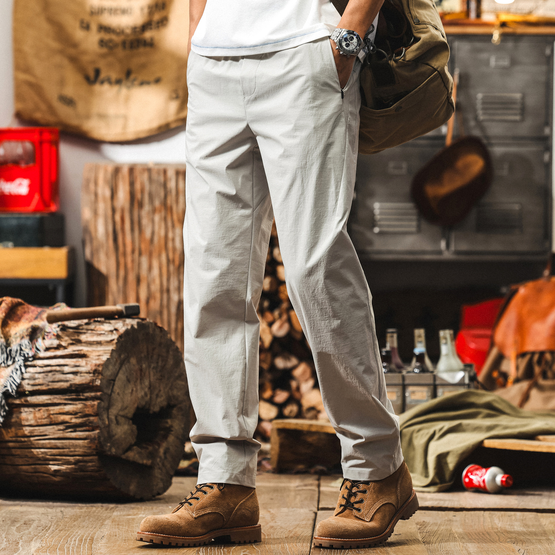 夏季涼感薄款冰絲褲子男士2025新款戶外通勤速幹寬鬆直筒休閒長褲