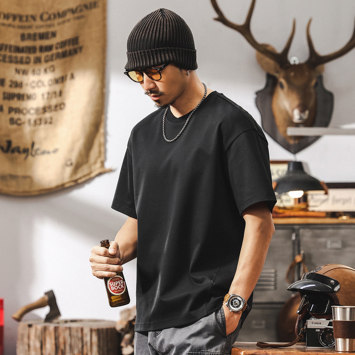 【7A級抗菌除蟎】涼感T恤男夏季短袖潮牌寬鬆簡約基礎上衣男