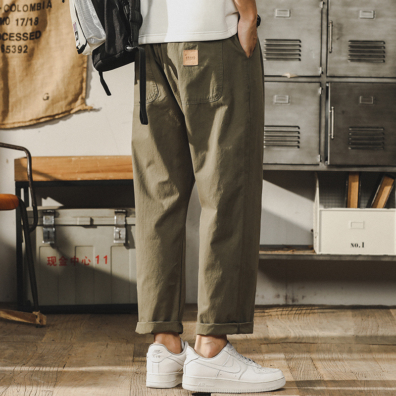 杰雷諾冰感提花夏季薄款休閒褲子男寬鬆潮牌百搭直筒褲男長褲