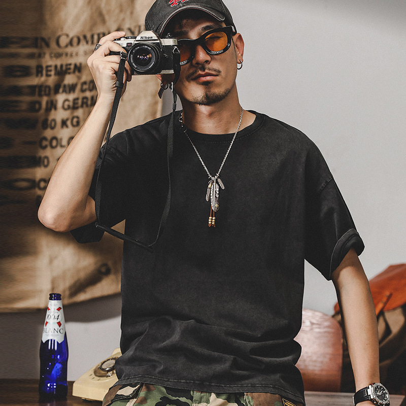 美式250g重磅T恤男短袖夏季ins潮流復古酵磨寬鬆基礎款打底衫